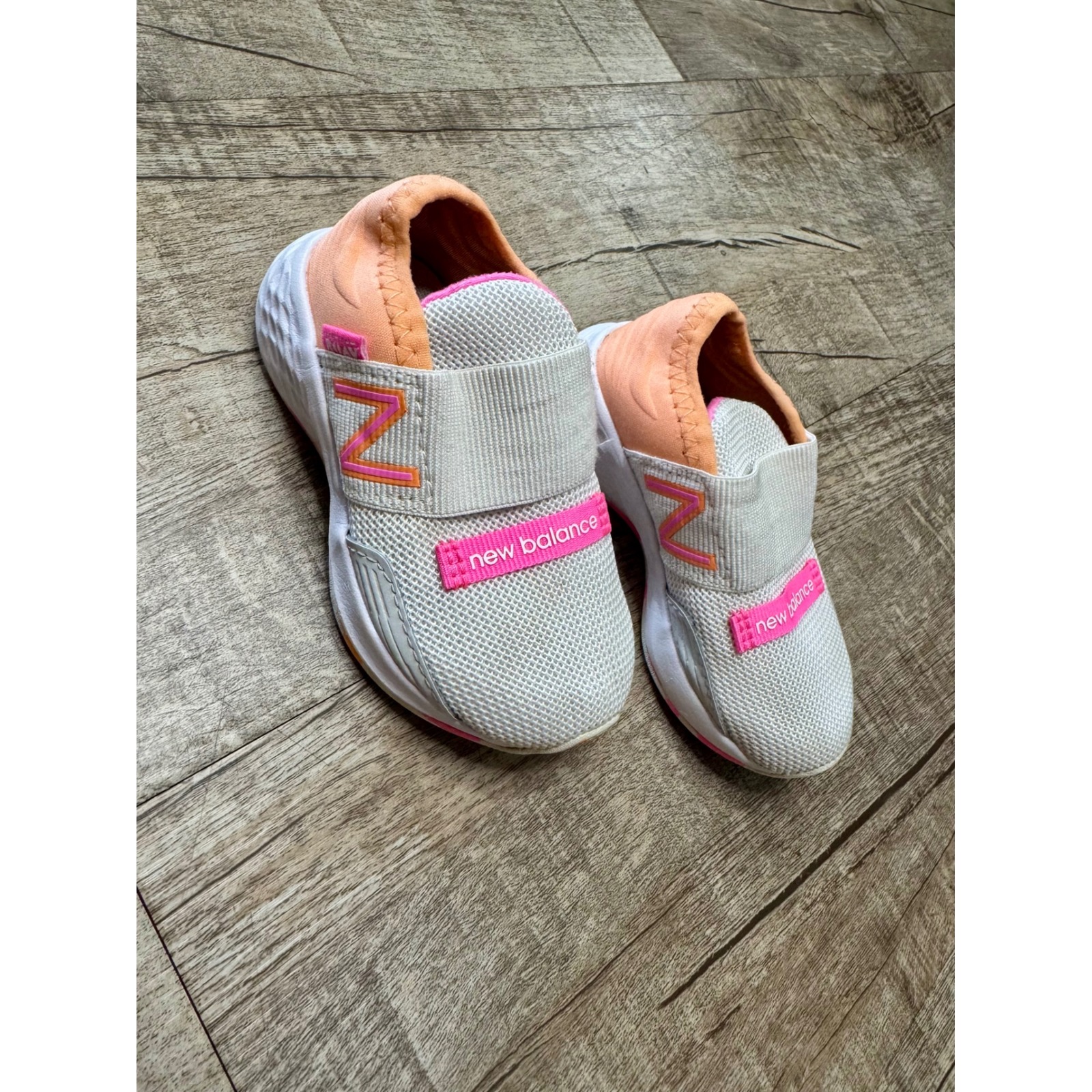 New Balance Fresh Foam Kids Slip On Sneakers White Pink Orange Idrovnv Size 6